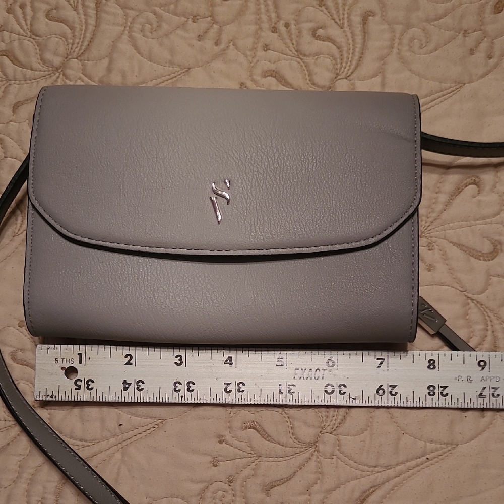 Elegant Gray Vegan Leather Crossbody Bag